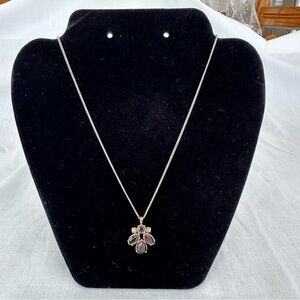 Elegant Gold and Black Pendant Necklace with Silver Chain - by Avon